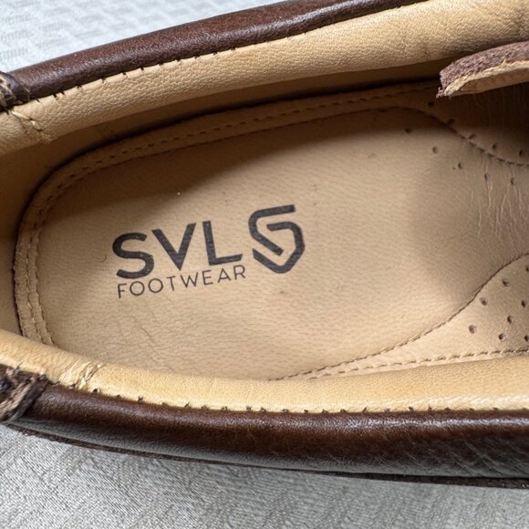 SVLS Footwear Mens Size 10 Brown Leather Lace-Up Captoe Oxford Dress Shoes - Picture 4 of 7